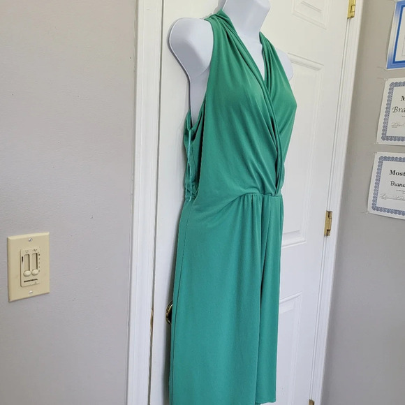 The Limited Jade Green Faux Wrap Halter Dress Button Back Neck Lined  Size M - Picture 4 of 13
